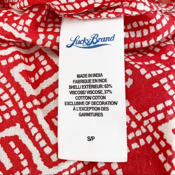 Lucky Brand Red Ikat Print Embroidered Tank Top - Picture 8 of 8